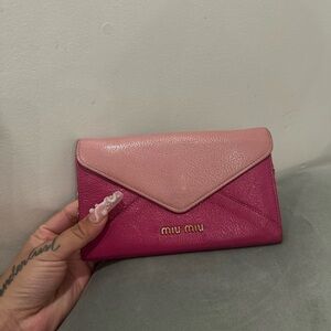 Miu Miu Two-Tone Pink Leather Clutch